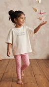 Pink with glitter hearts leggings for little girls
