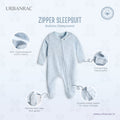 2 Way Double Zipper Sleepsuit with Feet For Babies | Bear Print