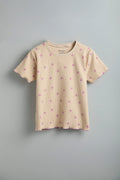 100% Cotton Co-Ord Set for Toddlers | Beige purple floral - Urbanrac