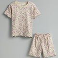 100% Cotton Co-Ord Set for Toddlers | Floral Off-White - Urbanrac
