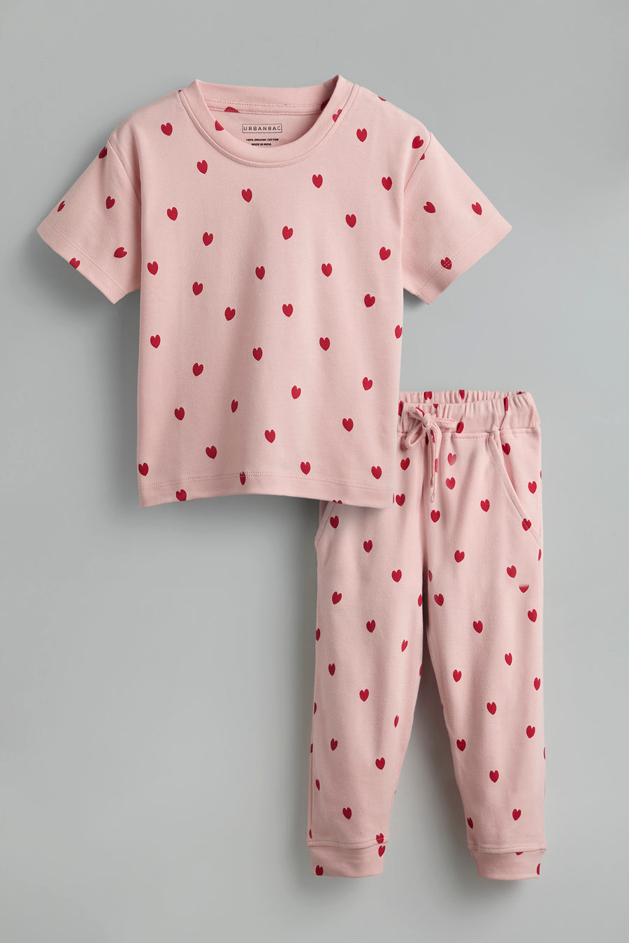 GOTS Certified Organic Cotton Sleepwear Set for Toddlers| Heart Print - Urbanrac