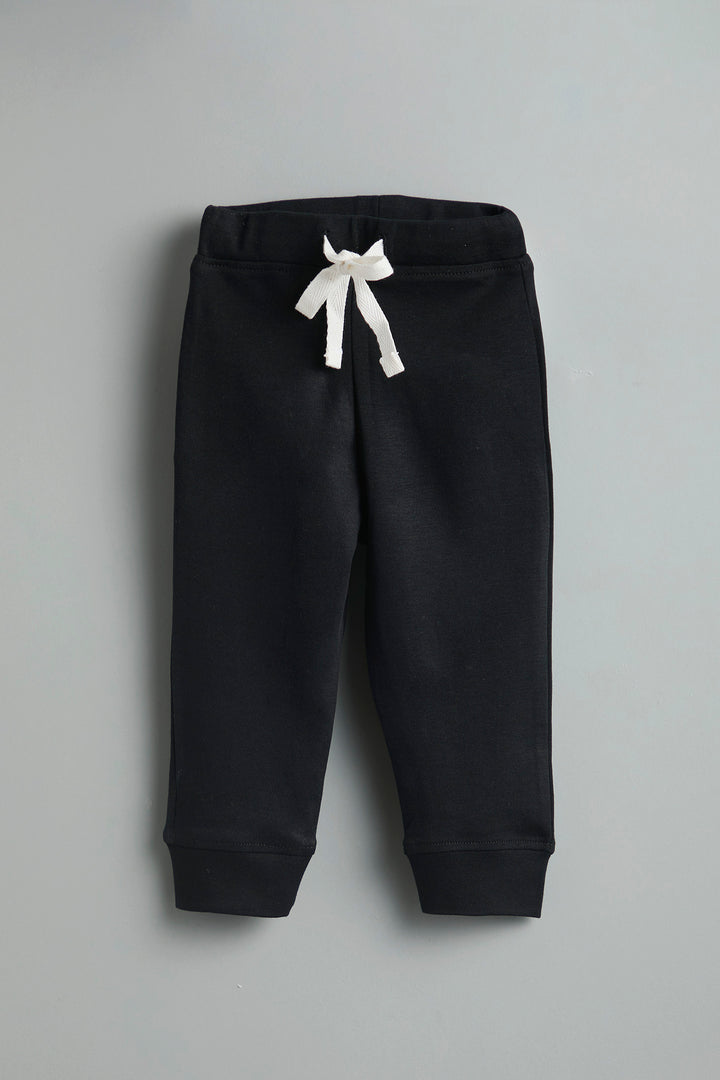 GOTS Certified Organic Cotton Black Baby Pants With Drawstring