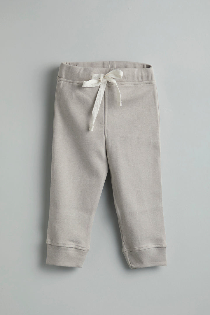 GOTS Certified Organic Cotton Grey Baby Pants With Drawstring