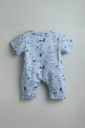GOTS Certified Organic Cotton Romper for Babies | Blue dogs print - Urbanrac