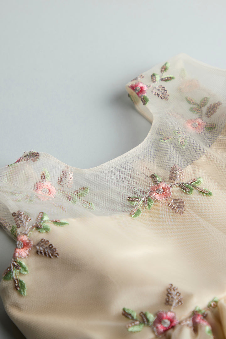 Celebration Dress - Ivory floral embroidery