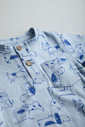 GOTS Certified Organic Cotton Romper for Babies | Blue dogs print - Urbanrac