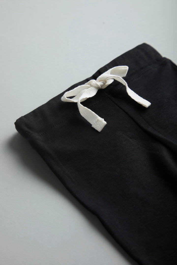 GOTS Certified Organic Cotton Black Baby Pants With Drawstring