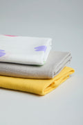 GOTS Certified Organic Muslin Baby Wash Cloth - Pack of 3 - Hearts/Solid Print - Urbanrac