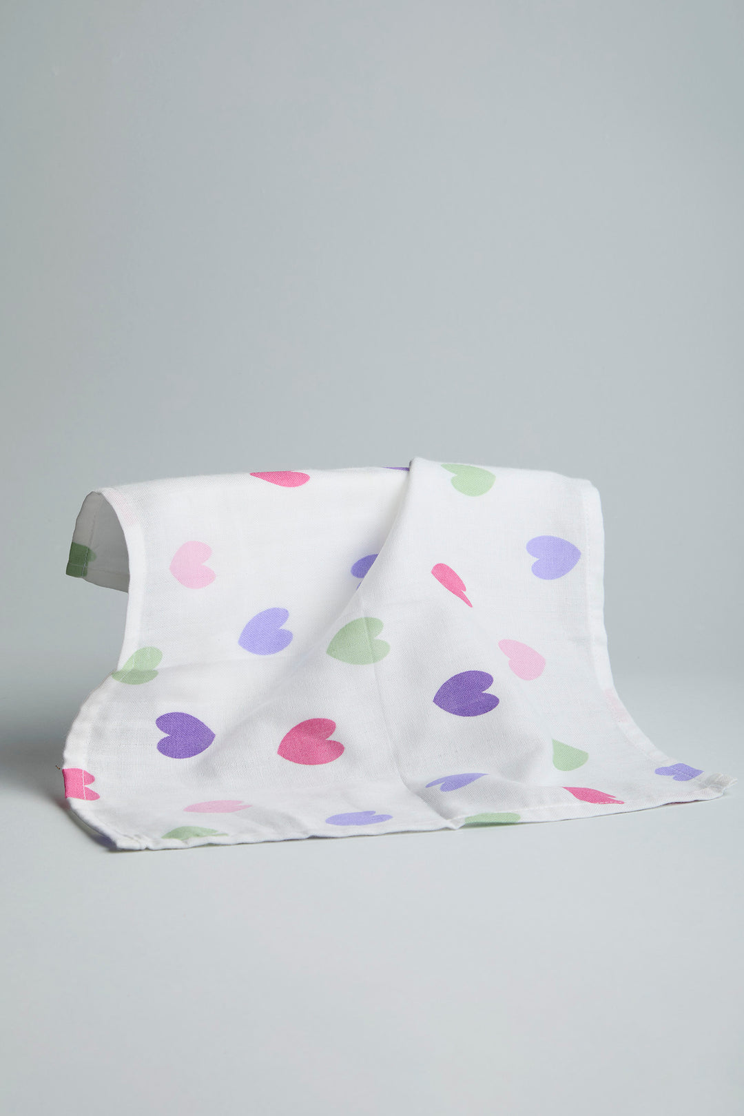 GOTS Certified Organic Muslin Baby Wash Cloth - Pack of 3 - Hearts/Solid Print