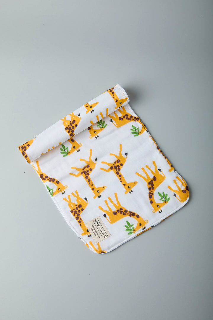 GOTS Certified Organic Cotton Baby Burp Cloth - Giraffe Print