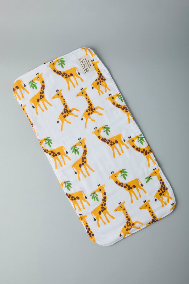 GOTS Certified Organic Cotton Baby Burp Cloth - Giraffe Print