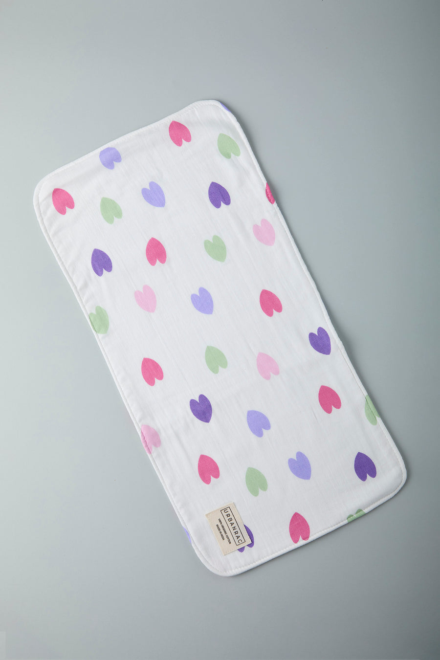 GOTS Certified Organic Cotton Baby Burp Cloth - Hearts Print - Urbanrac
