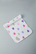 GOTS Certified Organic Cotton Baby Burp Cloth - Hearts Print - Urbanrac