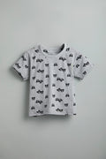 100% Cotton Teddy Print Gray Co-Ord Set - Urbanrac