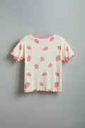 100% Cotton Peachy Strawberry Print Co-Ord Set - Urbanrac