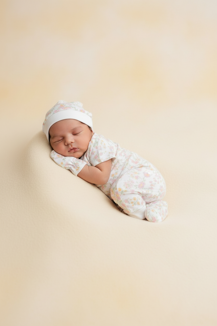 100% Cotton Onesies and Pant Set | 7 - Piece Newborn Essentials Set – Floral Whisper