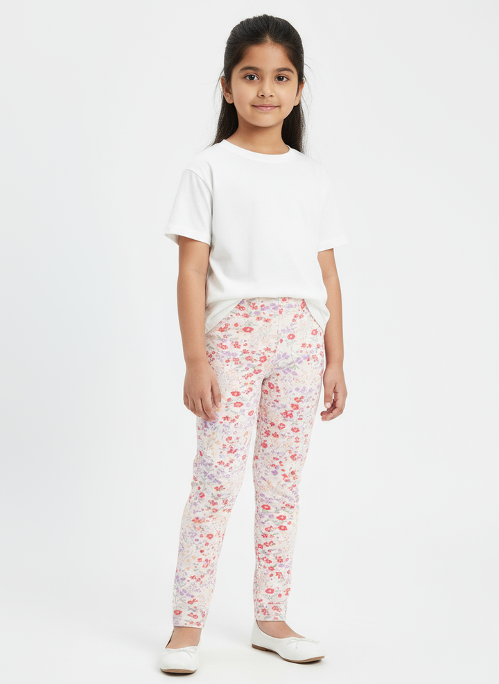 Pink pattern leggings for girls