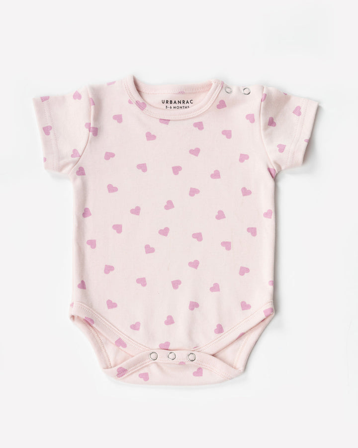 Pink Heart Print Onesies 100% Cotton