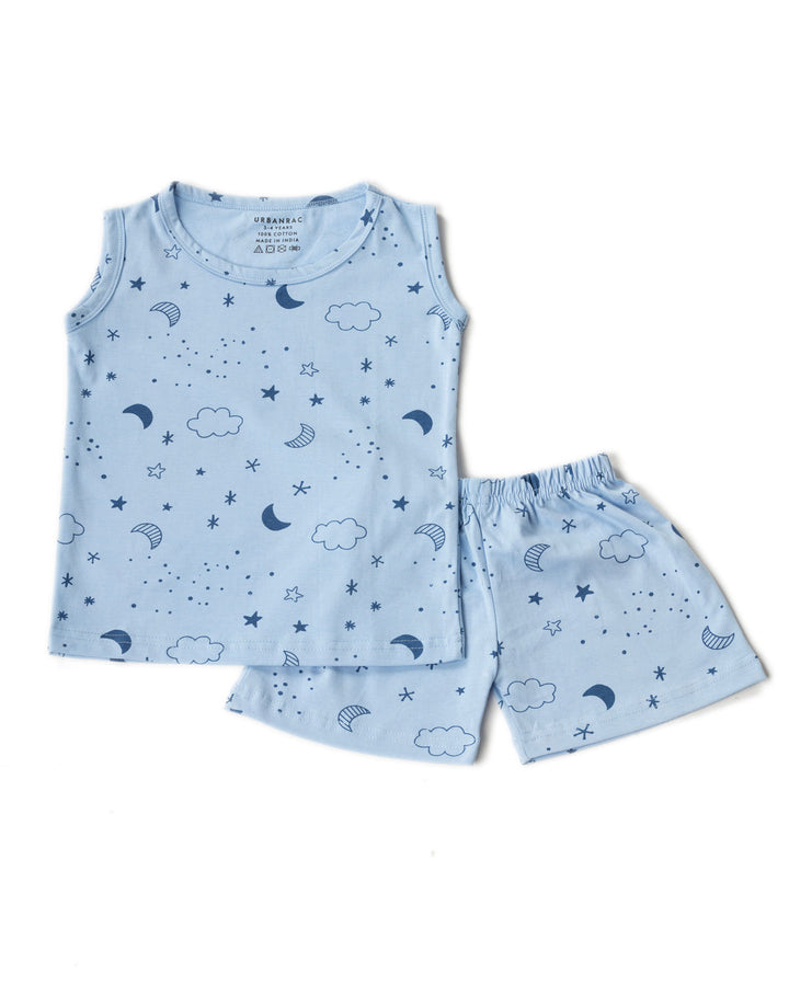 2 Pack Co-Ord Sets - Navy Blue Guitar print + Light Blue night sky print