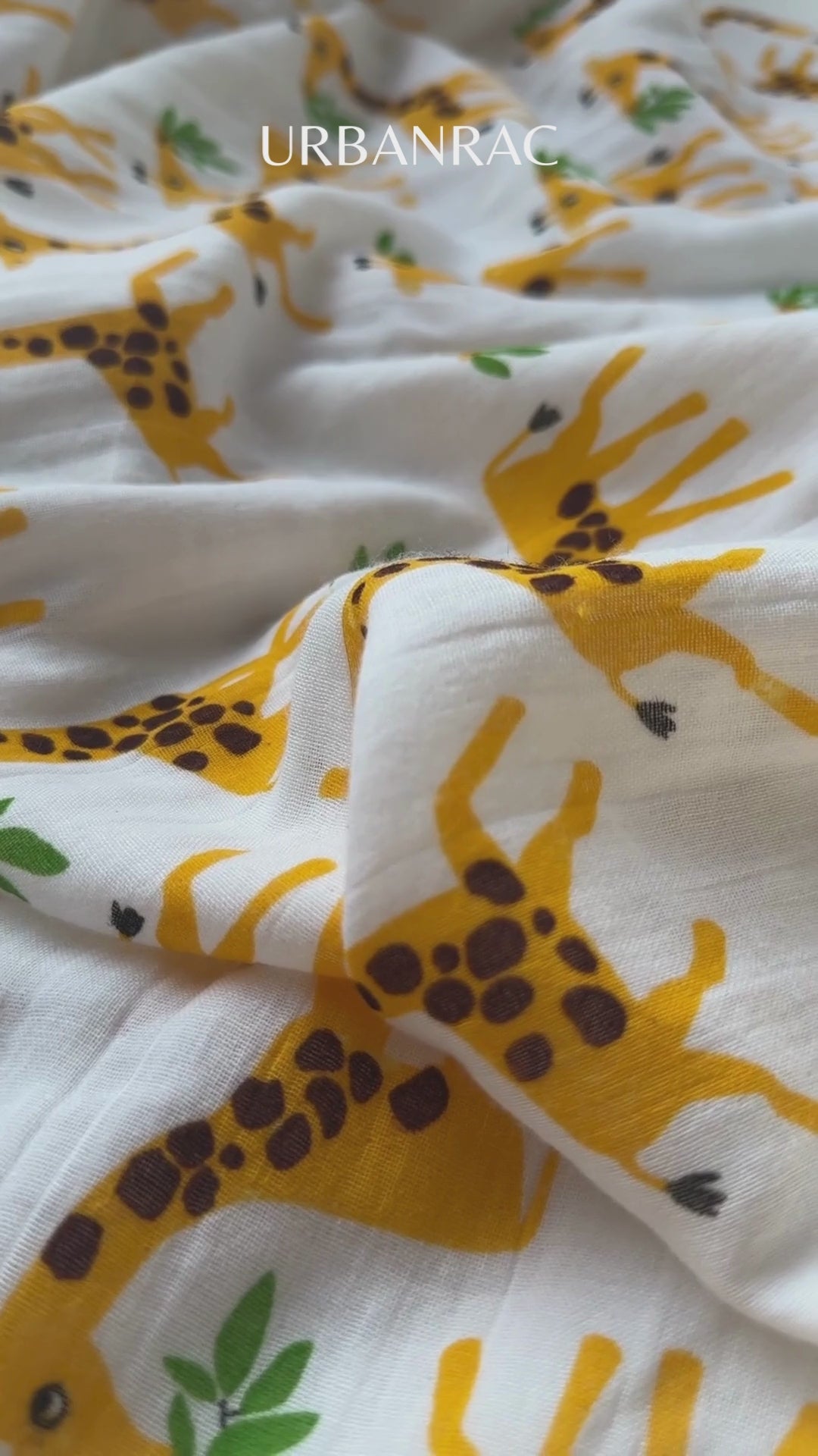 GOTS Certified Organic Muslin Baby Swaddle - Giraffe Print